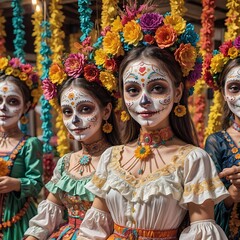 catrinas sonriente tradicional de las ofrendas mexicanas de día de muertos uno de noviembre cultura mexicana	