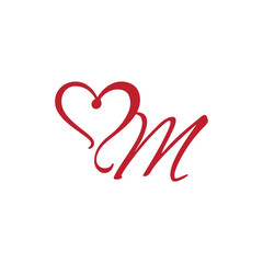Letter M heart logo icon design template elements
