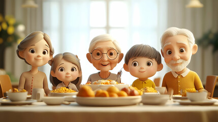 3D Glossy Background with Grandparents and Grandchildren at a Park concept as A glossy background image capturing the silhouettes of grandparents and grandchildren enjoying a day at the park. The scen