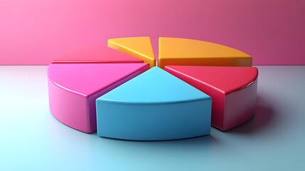 Obraz premium Vibrant 3D Pie Chart - Brightly Colored Data Representation for Business Analysis