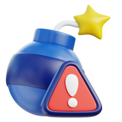 3D Bomb with Warning Symbol for Danger