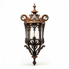 Fototapeta premium Ornate Antique Lantern: A meticulously crafted bronze lantern, with intricate details and a flickering flame, evokes a sense of history and elegance.