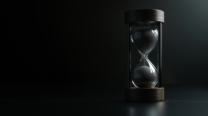 Hourglass on dark background with copy space. Based on Generative AI