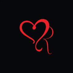 Letter R logo icon design template love logo