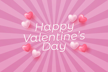 happy valentines day vector template illustration with heart love 3d icon