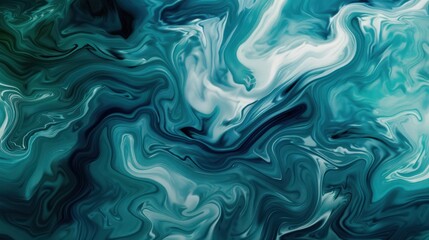 Obraz premium Abstract Swirling Turquoise and White Marble