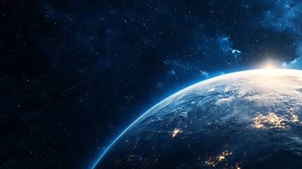 Obraz premium Cosmic Vision - Earth's Glowing Atmosphere in Cinematic Lighting Against Deep Space Background