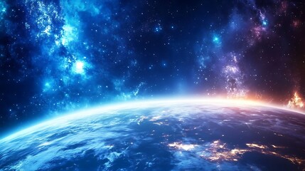 Fototapeta premium Cosmic Reflections: Earth's Atmospheric Beauty in Space