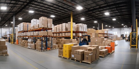 Logistics and warehousing center storage shipping dock factory shipping building depot background view