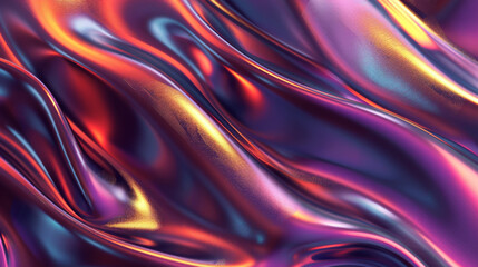 A dynamic metallic gradient with fluid waves of vibrant colors, creating an abstract, futuristic design perfect for backgrounds or graphic design.
