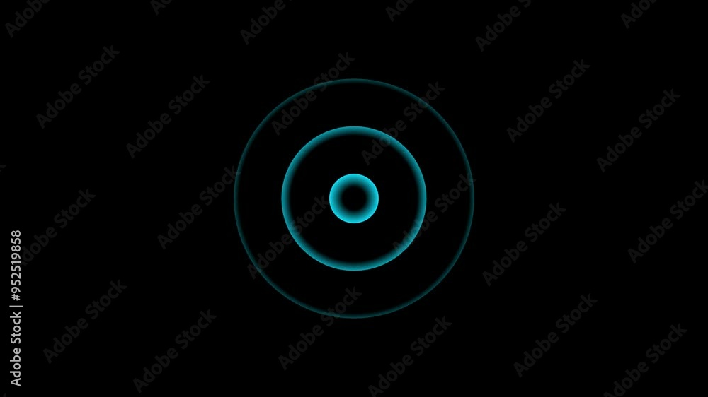 Poster radio waves loading animation,looping circle on black background