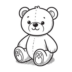 Vector illustration of teddy bear isolated on white background for kids coloring book