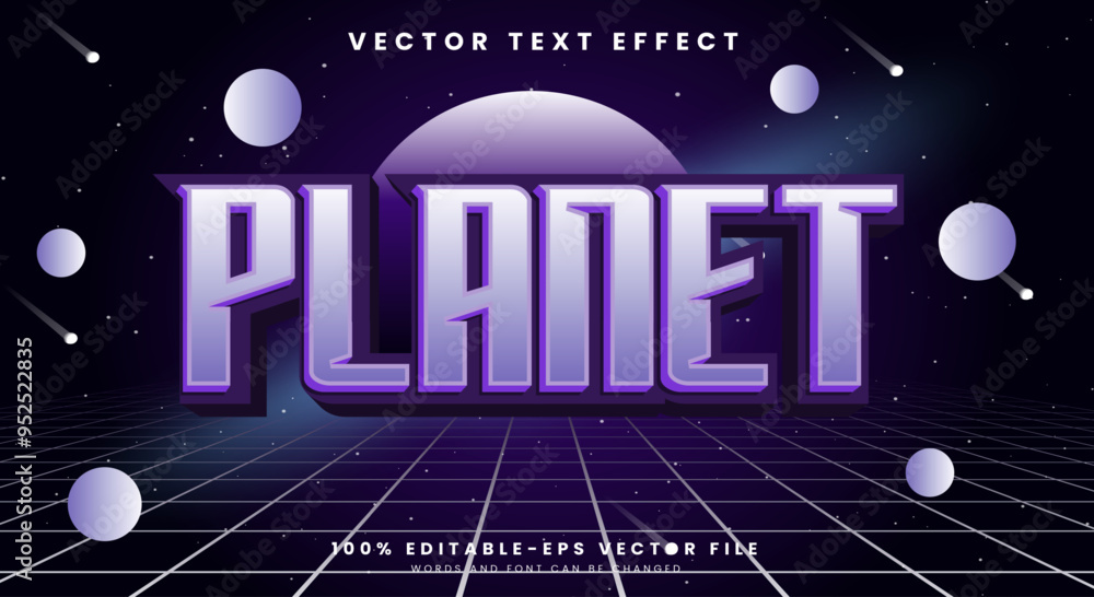 Poster planet editable text effect template with shining stardust