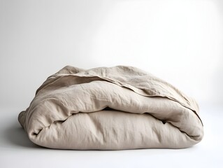 Cozy and Inviting Muted Tone Duvet Cover on White Background Showcasing Textural Comfort