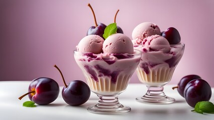 set of plum ice cream