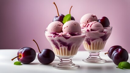 set of plum ice cream