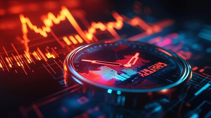 Passive investment, monthly income graph, clock face, 3D illustration