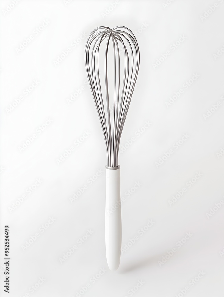 Poster elegant floating whisk on plain white background 3d render