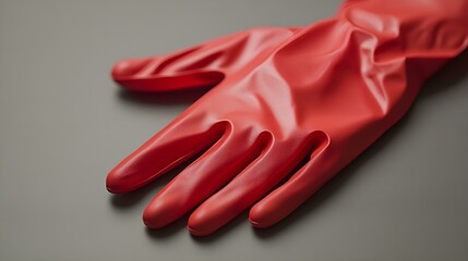Red leather gloves isolated on white background, perfect for winter or cleaning tasks
