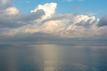 Beautiful rainy weather between white clouds and black clouds.