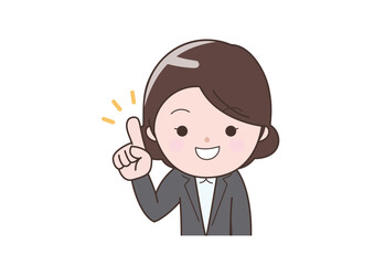 指差しポーズのビジネスウーマン