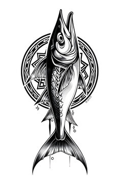recommend clip art: Marlin head very simple traditional tattoo flash styles illustration