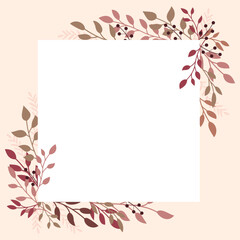 Empty frame in pastel colors with space for text. The template for a birthday, wedding border, autumn seasonal discount.