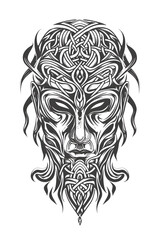 Obraz premium Menpo Mask very simple traditional tattoo flash styles illustration