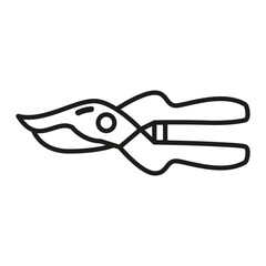 Garden scissors for cutting branches.Secateurs pruner.Garden scissors.Outline vector illustration.Isolated on white background.