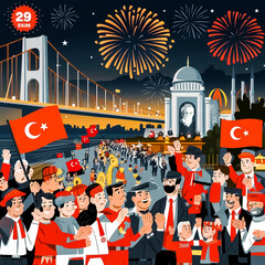 Vector 29 ekim cumhuriyet bayrami kutlu olsun republic day in turkey translation happy 29 october