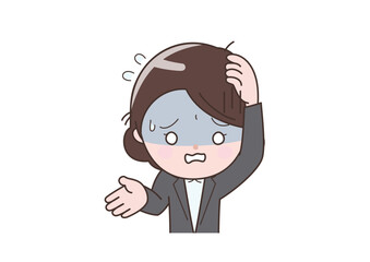 冷や汗をかいて困っているビジネスウーマン