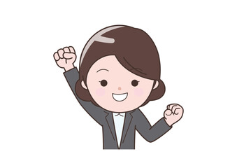 元気にこぶしを突き上げるビジネスウーマン