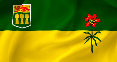 Wavy flag of the Canadian province of Saskatchewan. Canada day concept