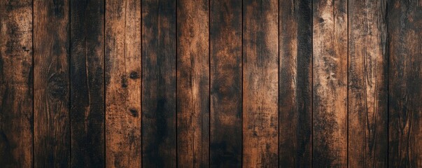 The surface of the ancient brown wood texture has an aged grunge dark texture.