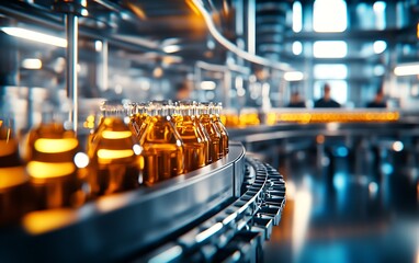 Fully Automated Bottling Line in Modern Beverage Factory with High-Speed Filling and Capping