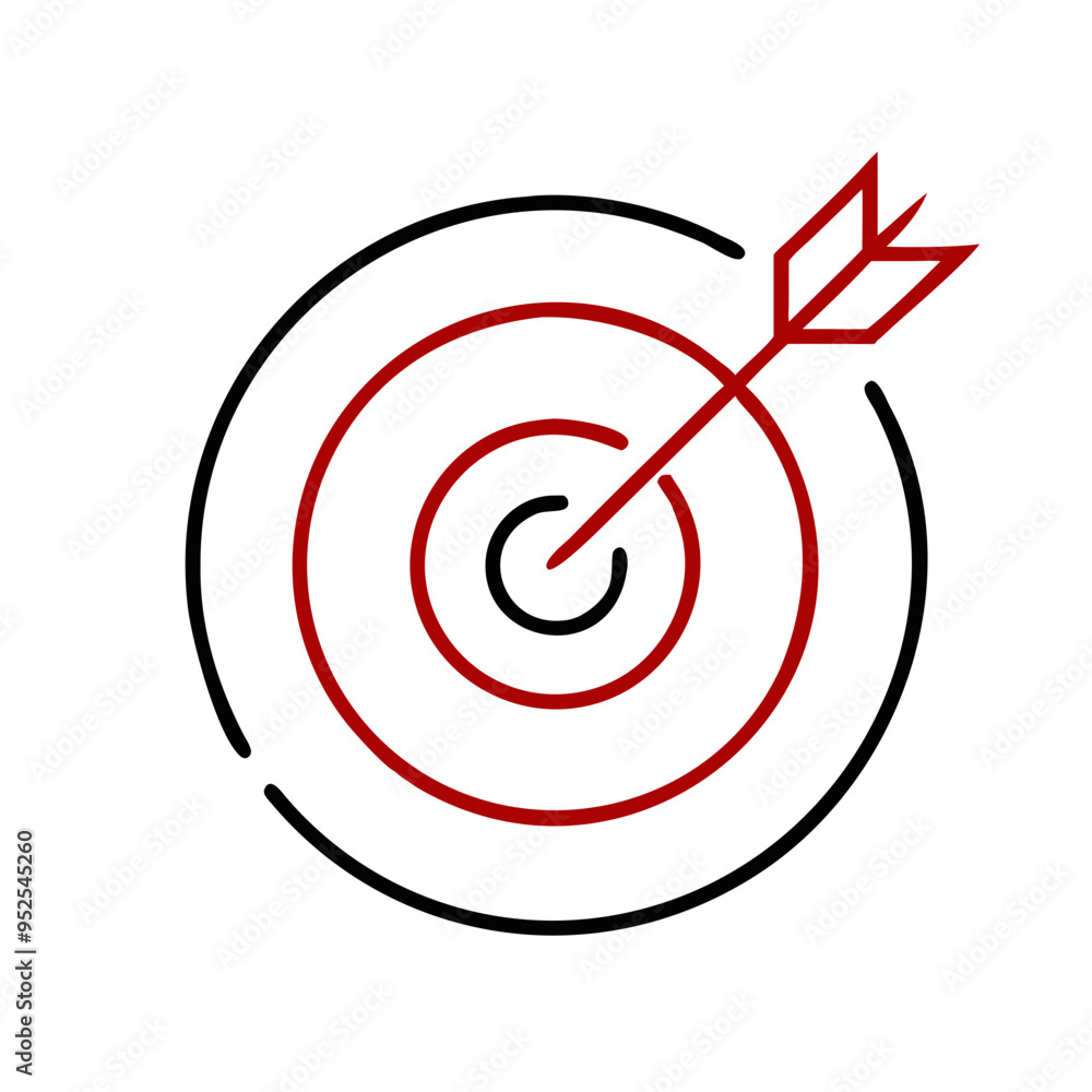 Poster target symbol with arrow in minimalist style