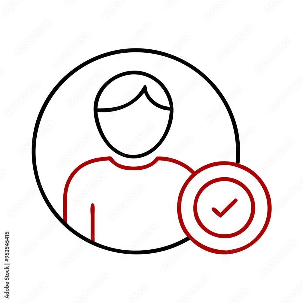 Poster user authentication graphic with checkmark in minimalist style and copy space