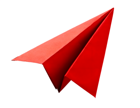Red Paper Airplane Isolate floating on PNG