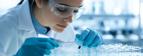 Researcher adding differentiation factors to neural stem cell cultures, neurobiology, cell specialization