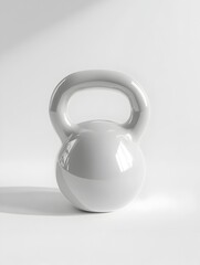 Minimalist White Kettlebell Product on Clean Studio Background