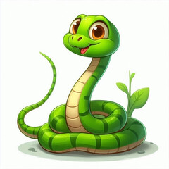 Fototapeta premium Beautiful and Cute Green Snake – AI-Generated Illustration for Vibrant Designs