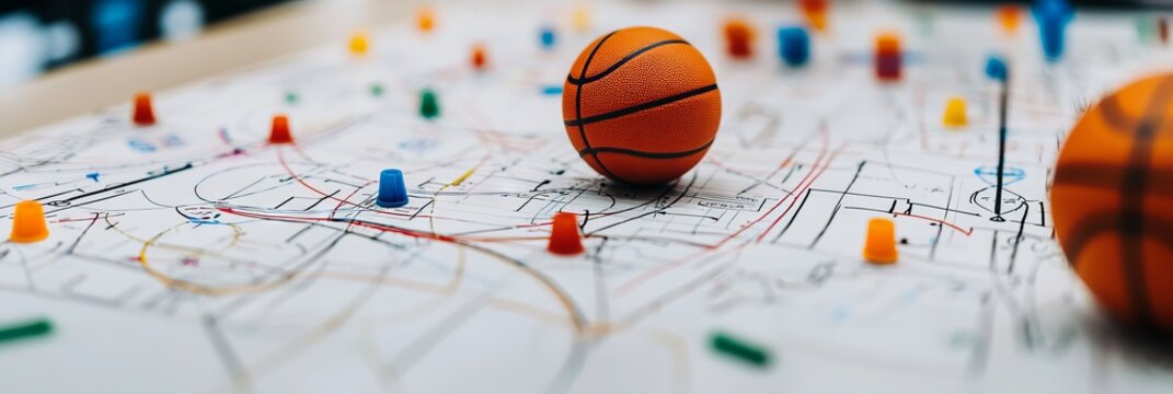 Basketball Game Strategy Board with Play Diagram Markers