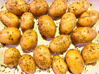 Herb and sea salt encrusted roast new potatoes