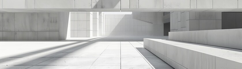 Obraz premium A minimalist architectural scene featuring clean lines, expansive space, and subtle shadows, embodying modern design principles.