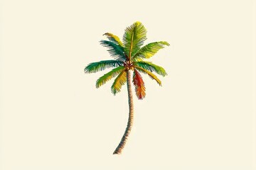 Single Palm Tree on White Background