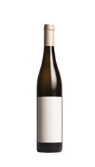 A bottle of wine with a white label isolated on transparent background A modern and minimal label for for wine