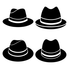 set of hat silhouette vector illustration