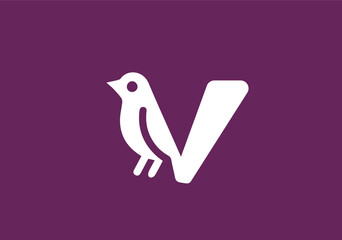 Initial letter v with flying bird logo design vector. V Logo - Vector logo template