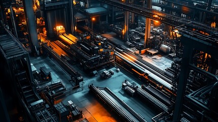 Automated Machinery Processing Raw Materials into Finished Goods on Industrial Factory Floor