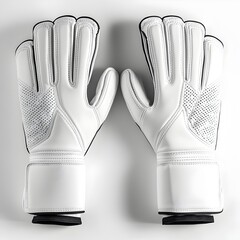 Pristine White Leather Goalkeeper Gloves with Intricate Stitching Patterns Showcasing Craftsmanship